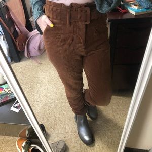 Brown Corduroy Pants with Belt